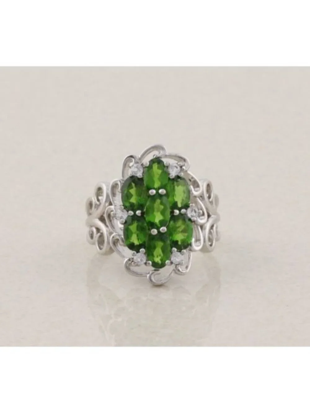 Sterling Silver Natural Green Tourmaline Ring Size 9
